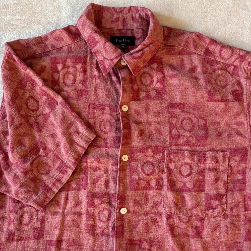 True Grit Red Sun Block Mens Shirt Size XL Made in USA